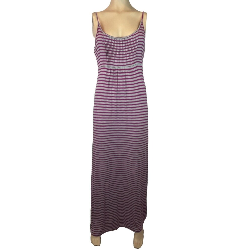 Calvin Klein Women's Violet Gray Stripes Casual Summer Knit Maxi Dress Size 8